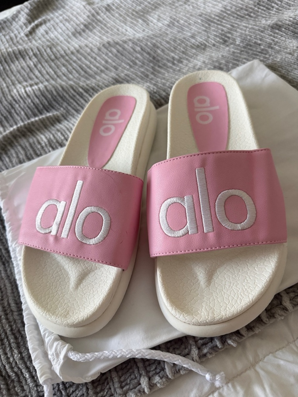 Alo Pink Logo Slide Sandals